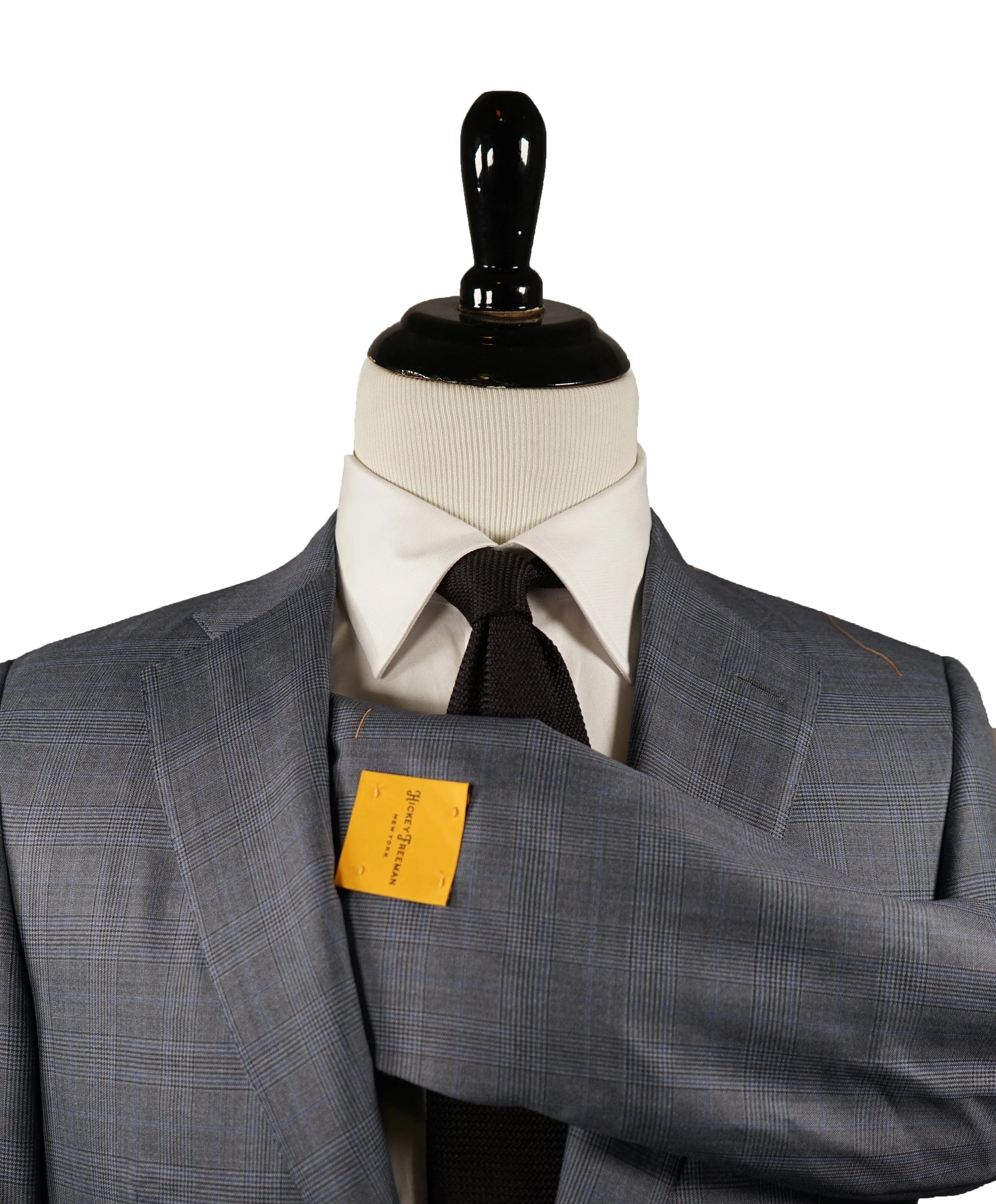 HICKEY FREEMAN / LORO PIANA - Super 150’s Wool/Silk Medium Blue Plaid - 38R