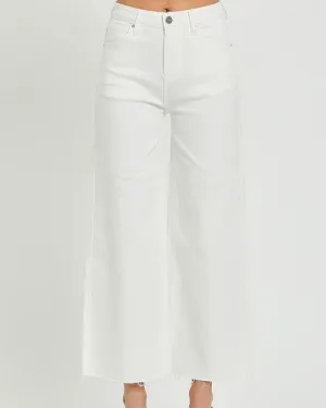 HR TUMMY CONTROL CROP WIDE LEG PANTS BY RISEN- WHITE - REG/CURVY