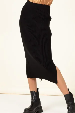HYFVE Fashionista High-Waist Ribbed Midi Skirt