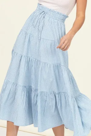 HYFVE Skirt Alert High-Waist Gingham Print Midi Skirt