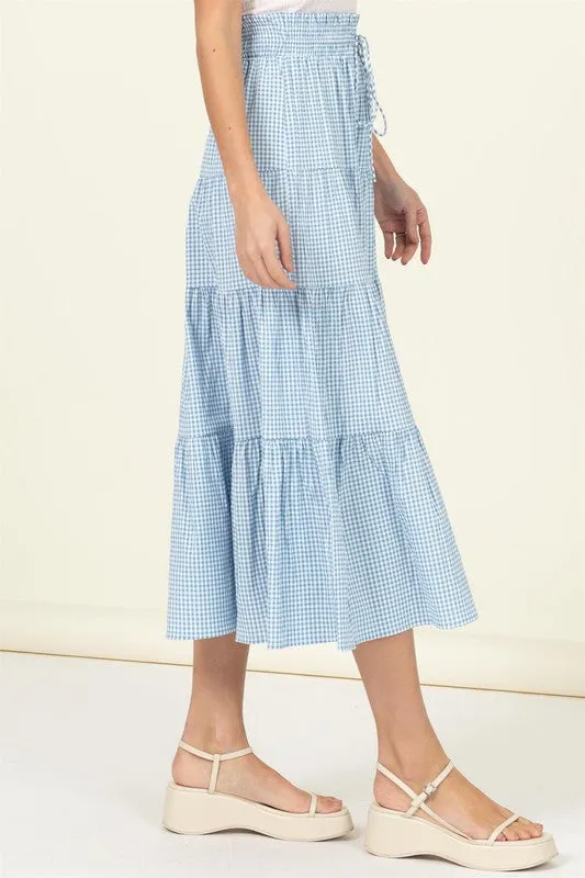 HYFVE Skirt Alert High-Waist Gingham Print Midi Skirt