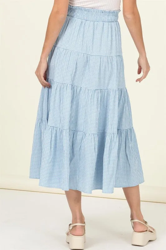 HYFVE Skirt Alert High-Waist Gingham Print Midi Skirt