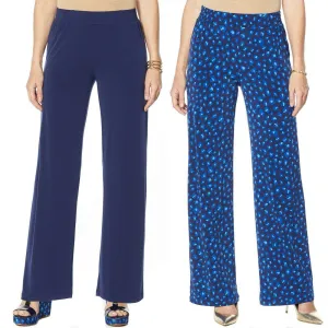 IMAN Women's 2 Pairs Global Chic Luxury Resort Palazzo Pants