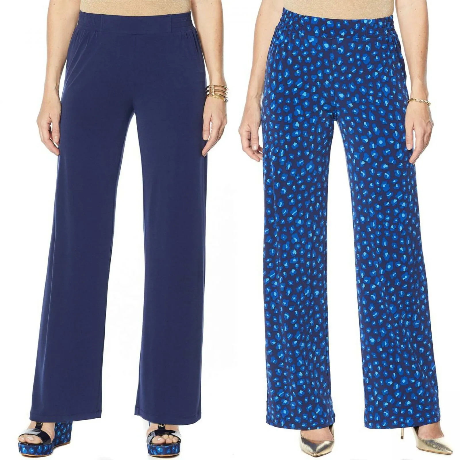 IMAN Women's 2 Pairs Global Chic Luxury Resort Palazzo Pants