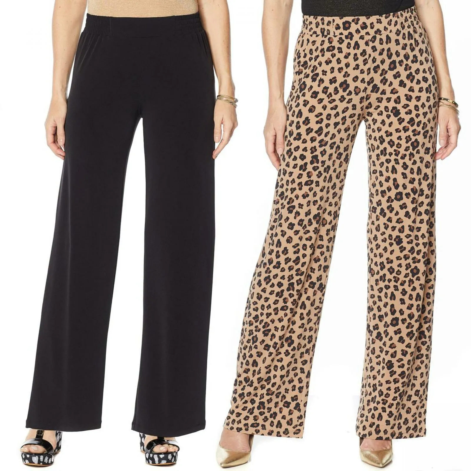 IMAN Women's 2 Pairs Global Chic Luxury Resort Palazzo Pants