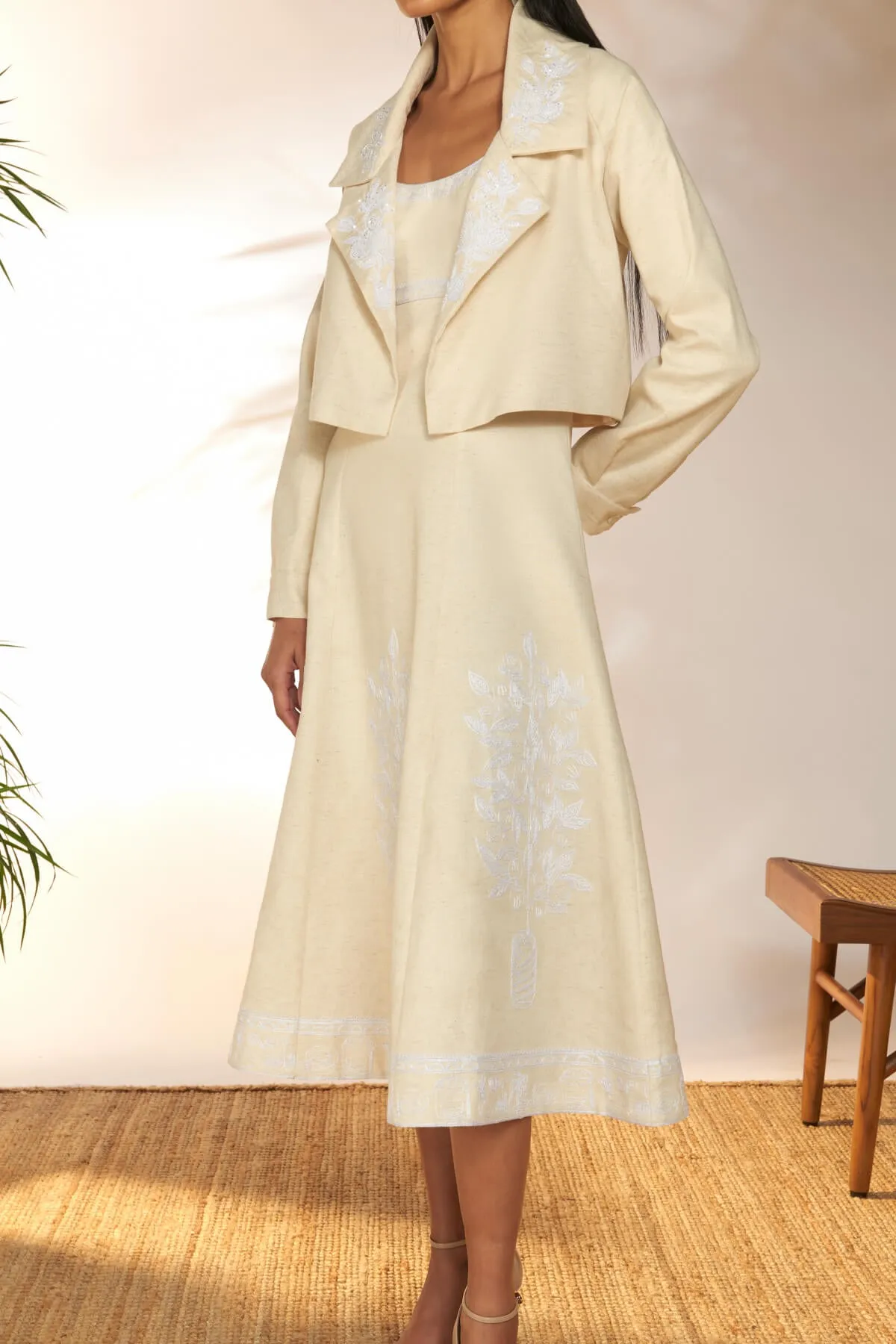 Ivory pomegranate embroidered jacket