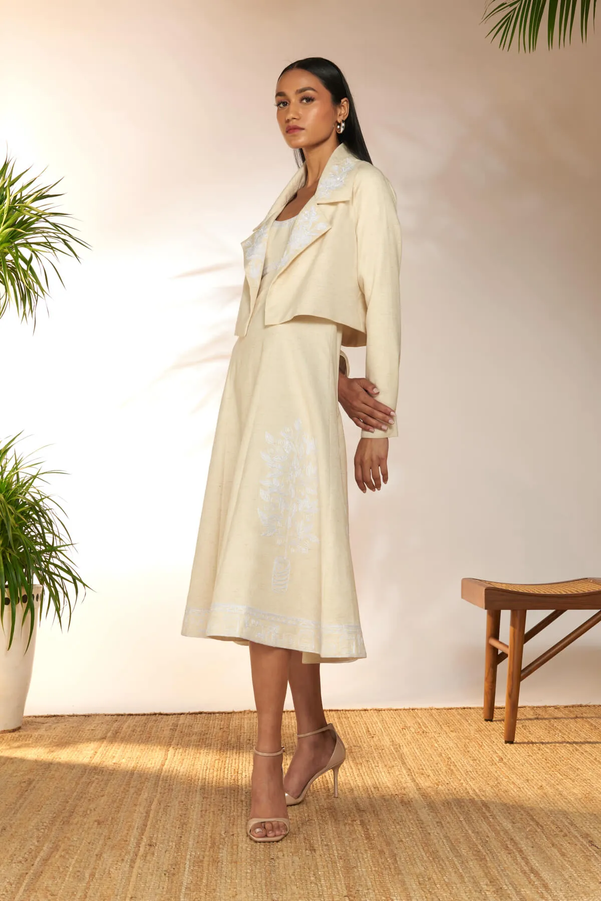 Ivory pomegranate embroidered jacket