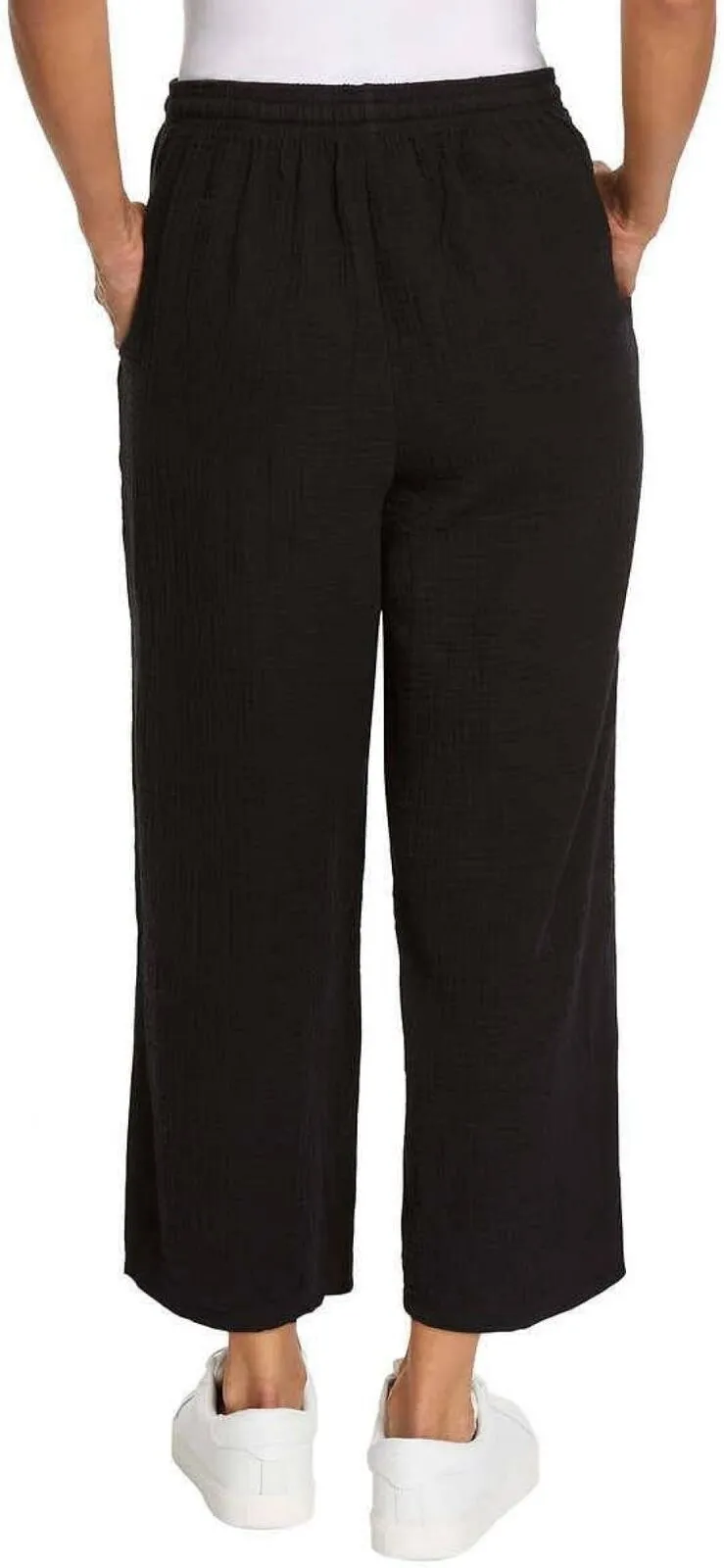 Jessica Simpson Women's Gauzy 100% Cotton Pull On Cropped Ankle Pants Black S