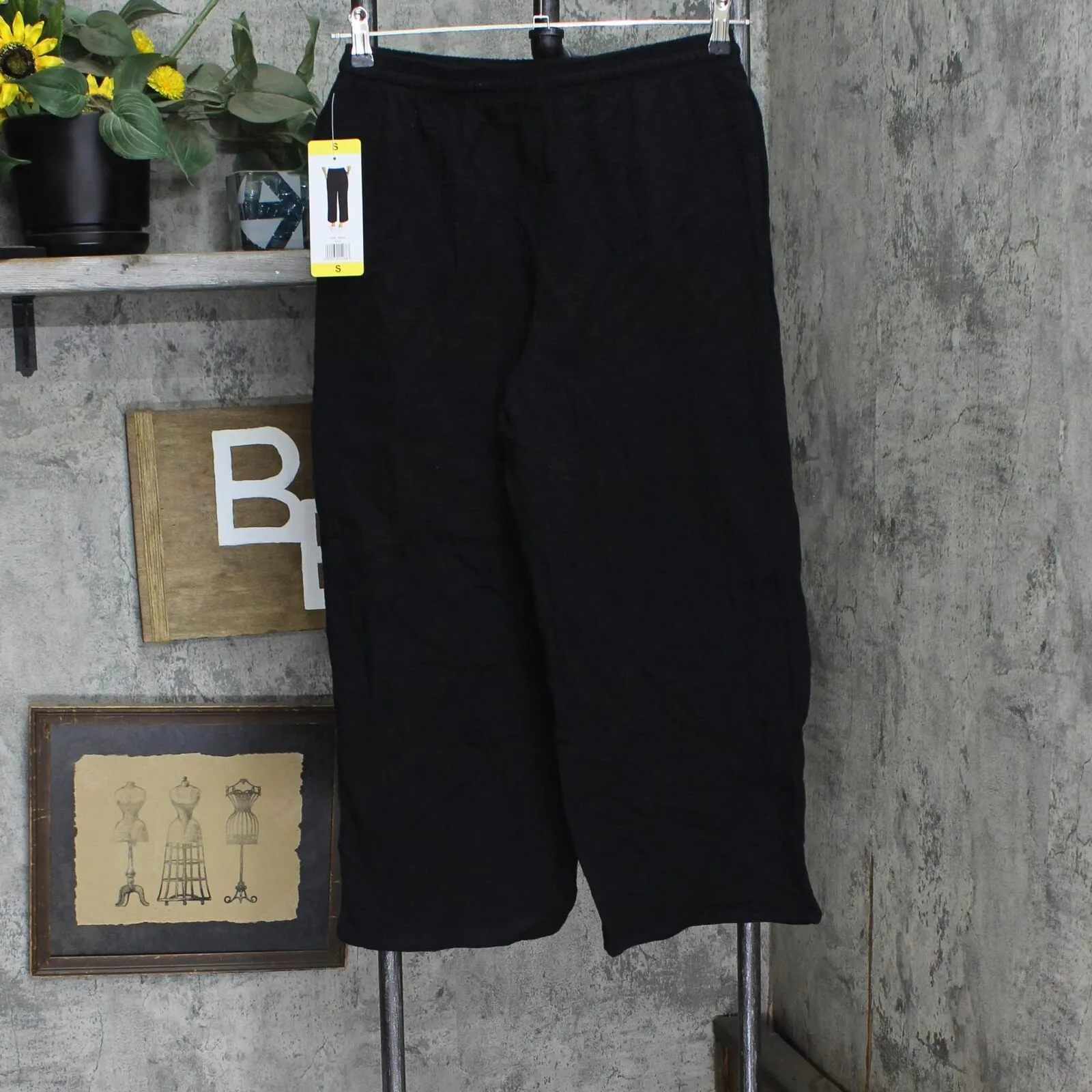 Jessica Simpson Women's Gauzy 100% Cotton Pull On Cropped Ankle Pants Black S
