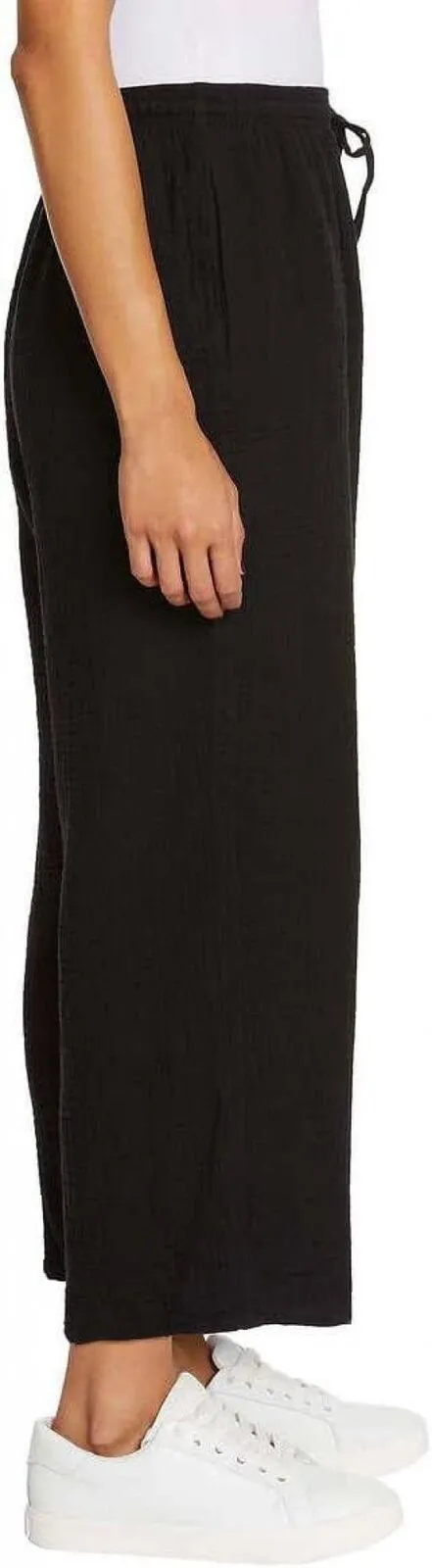 Jessica Simpson Women's Gauzy 100% Cotton Pull On Cropped Ankle Pants Black S