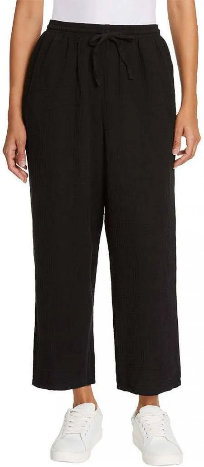 Jessica Simpson Women's Gauzy 100% Cotton Pull On Cropped Ankle Pants Black S