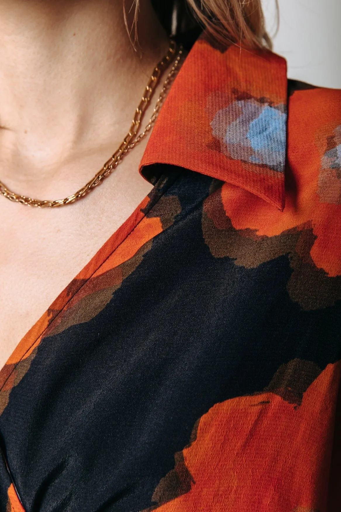 Josa Flower Wrap Blouse | Mandarin Orange