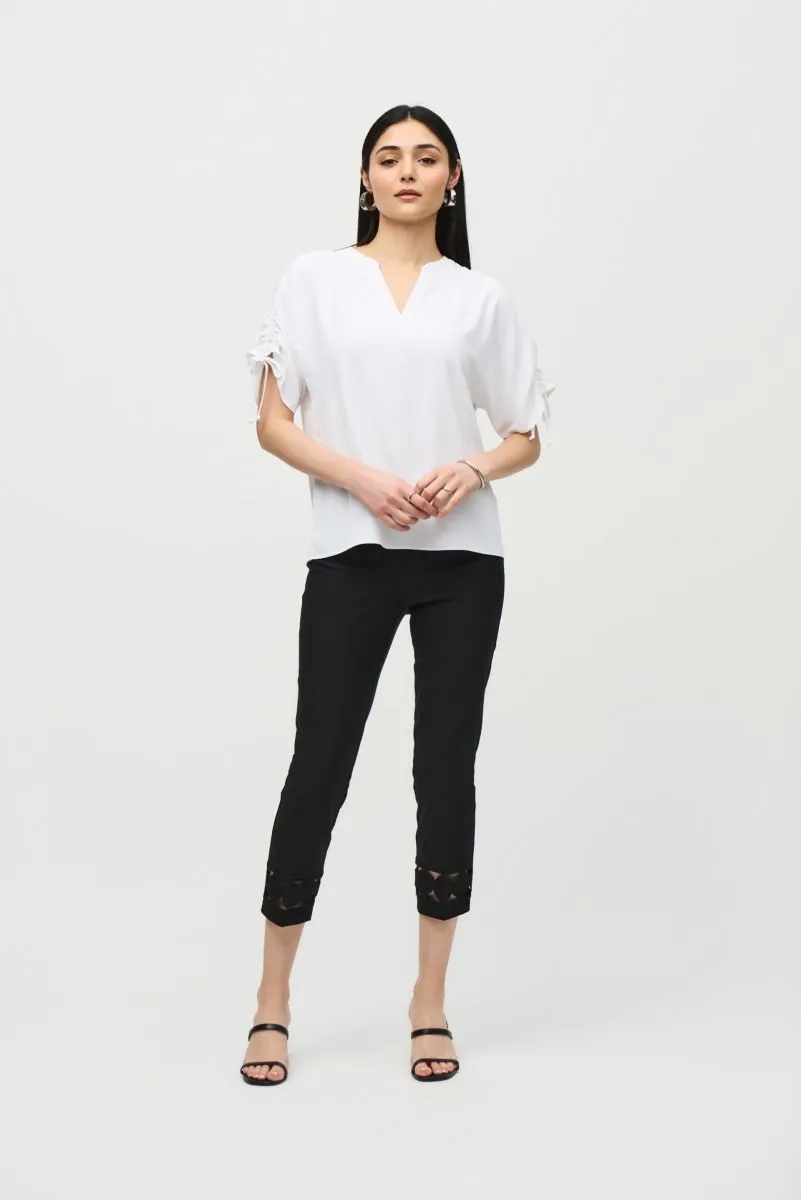Joseph Ribkoff Embroidered Cutout Hem Pull On Cropped Pants 242131