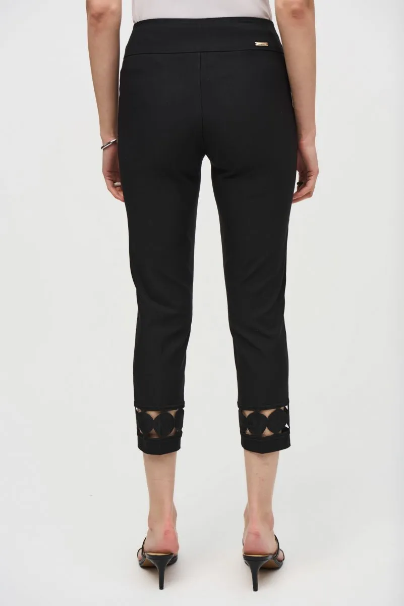 Joseph Ribkoff Embroidered Cutout Hem Pull On Cropped Pants 242131