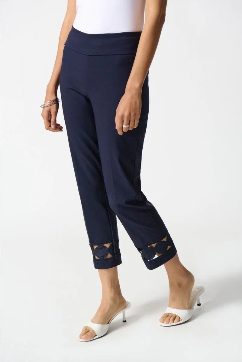 Joseph Ribkoff Embroidered Cutout Hem Pull On Cropped Pants 242131