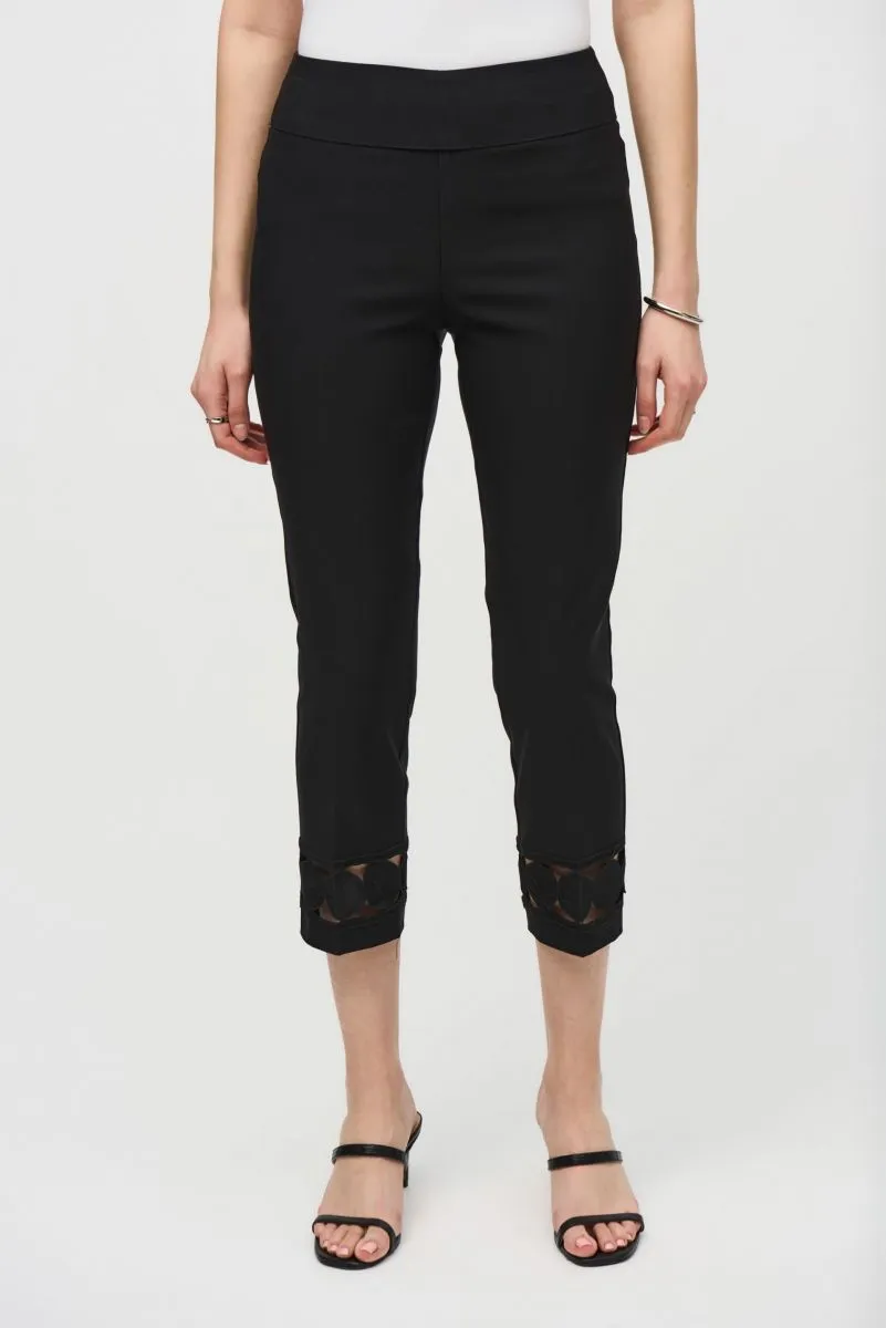 Joseph Ribkoff Embroidered Cutout Hem Pull On Cropped Pants 242131