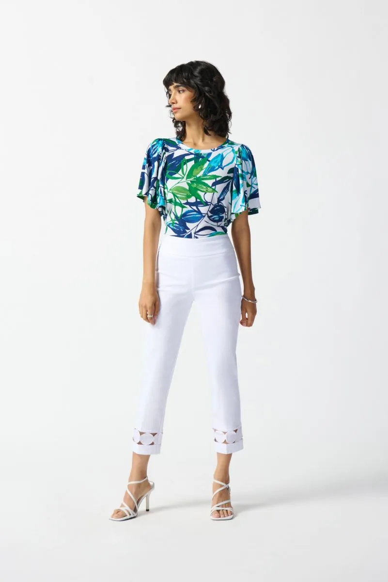 Joseph Ribkoff Embroidered Cutout Hem Pull On Cropped Pants 242131