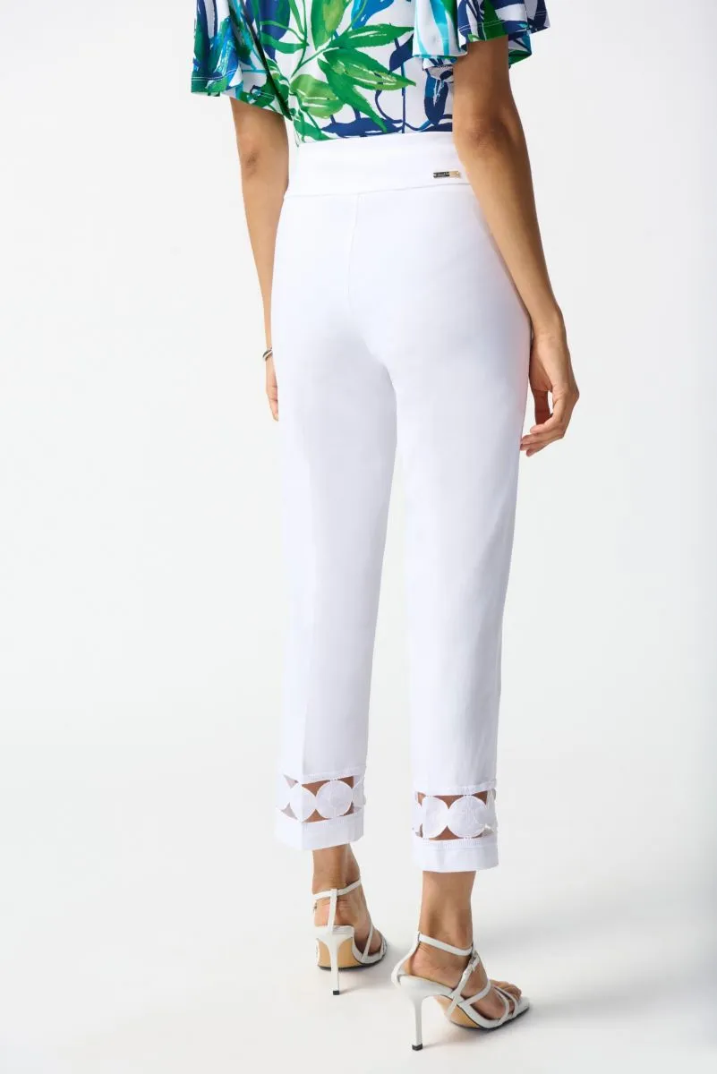 Joseph Ribkoff Embroidered Cutout Hem Pull On Cropped Pants 242131