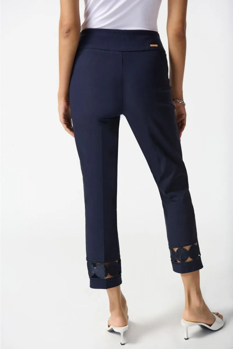 Joseph Ribkoff Embroidered Cutout Hem Pull On Cropped Pants 242131