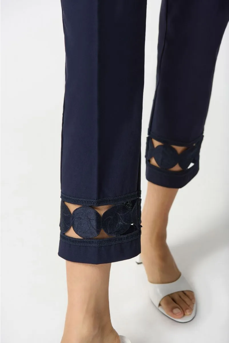 Joseph Ribkoff Embroidered Cutout Hem Pull On Cropped Pants 242131
