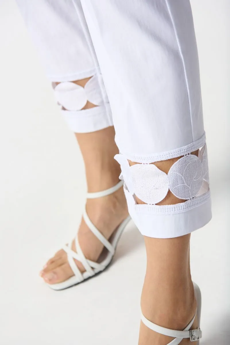 Joseph Ribkoff Embroidered Cutout Hem Pull On Cropped Pants 242131
