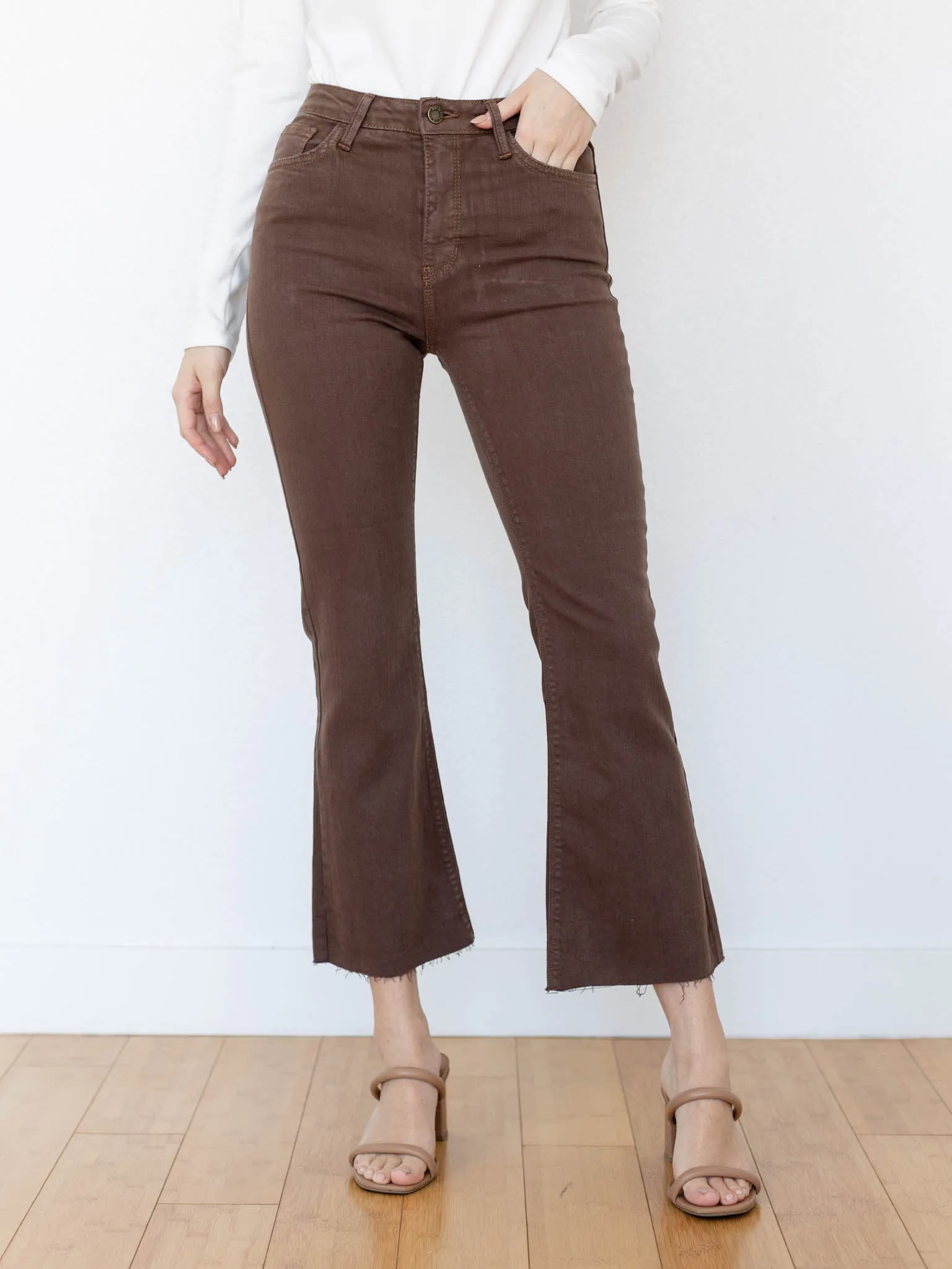 Just Black Vintage Brown High Rise Tonal Crop Flare