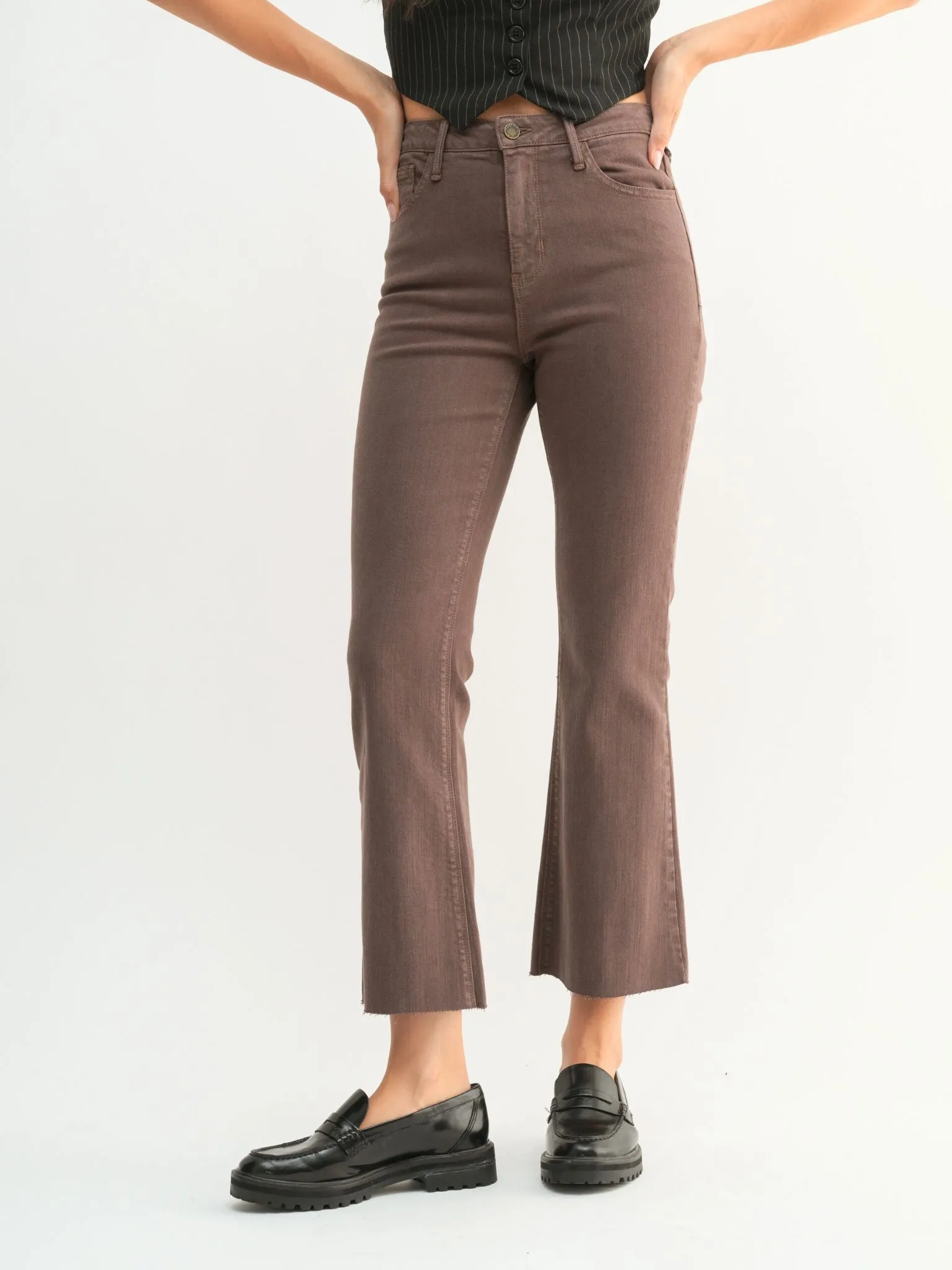 Just Black Vintage Brown High Rise Tonal Crop Flare