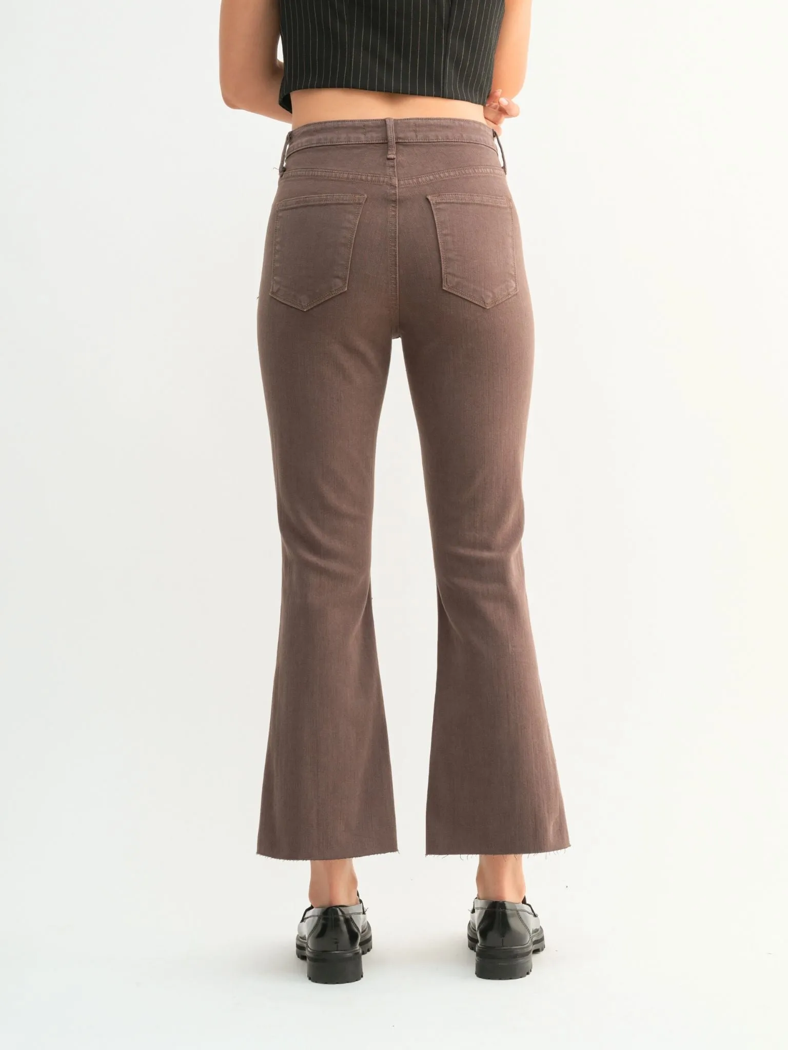 Just Black Vintage Brown High Rise Tonal Crop Flare