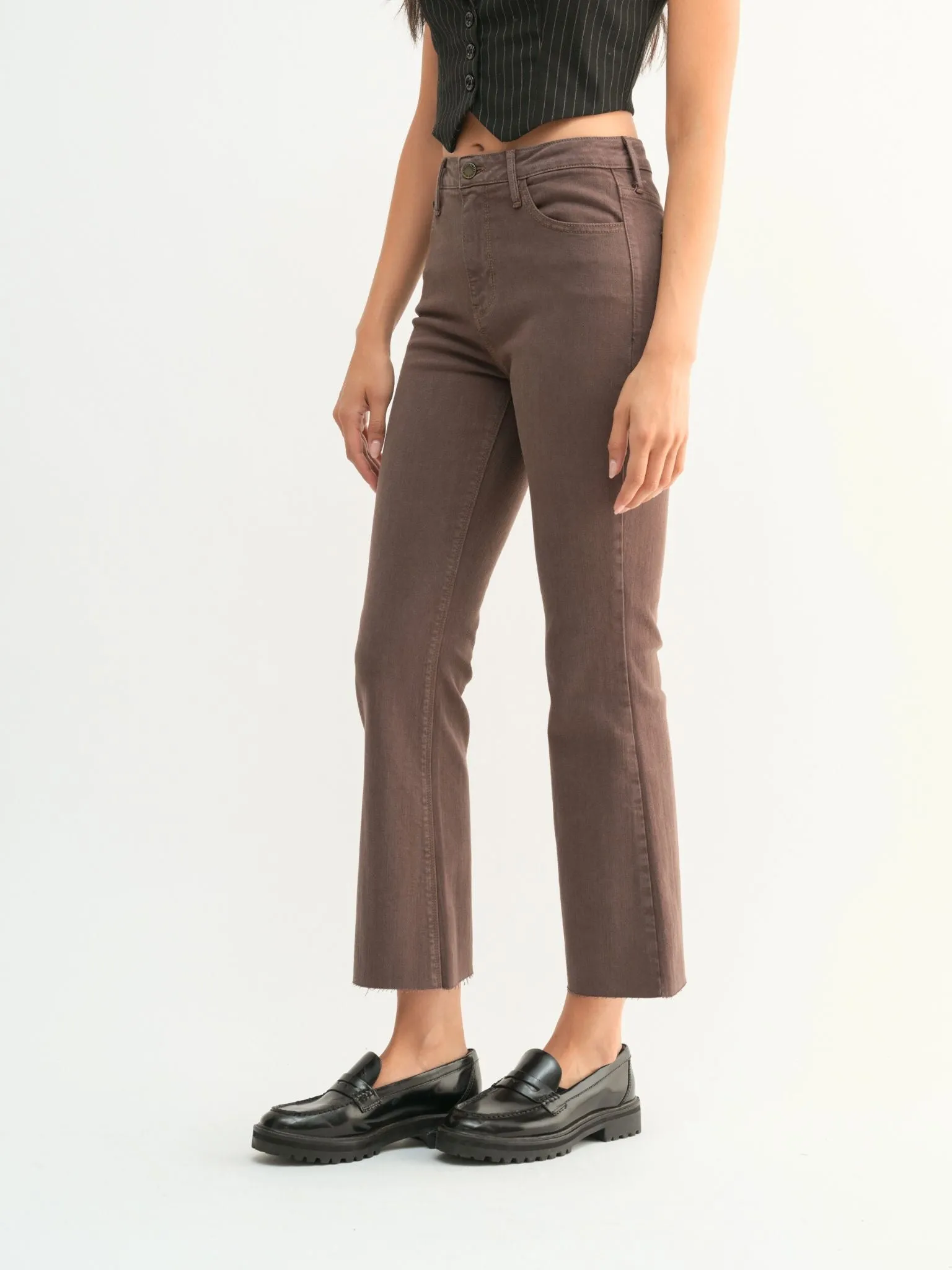 Just Black Vintage Brown High Rise Tonal Crop Flare