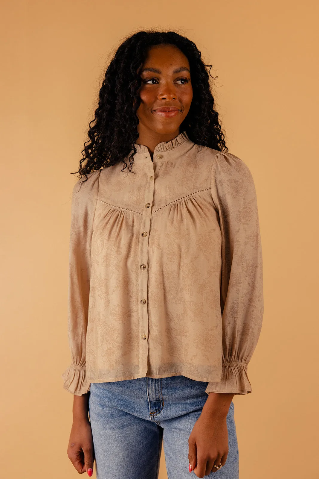 Katy Long Sleeve Button Blouse