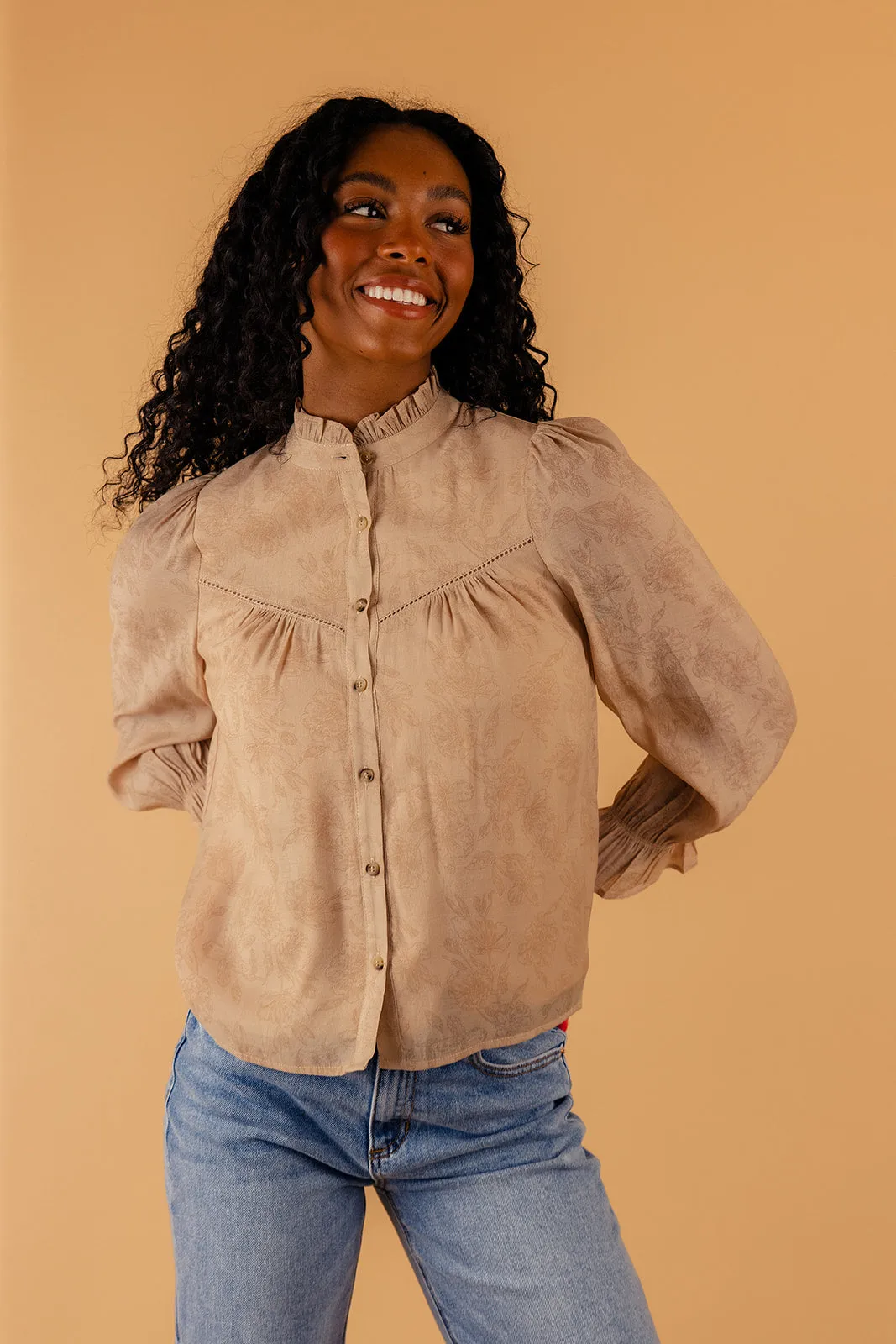 Katy Long Sleeve Button Blouse