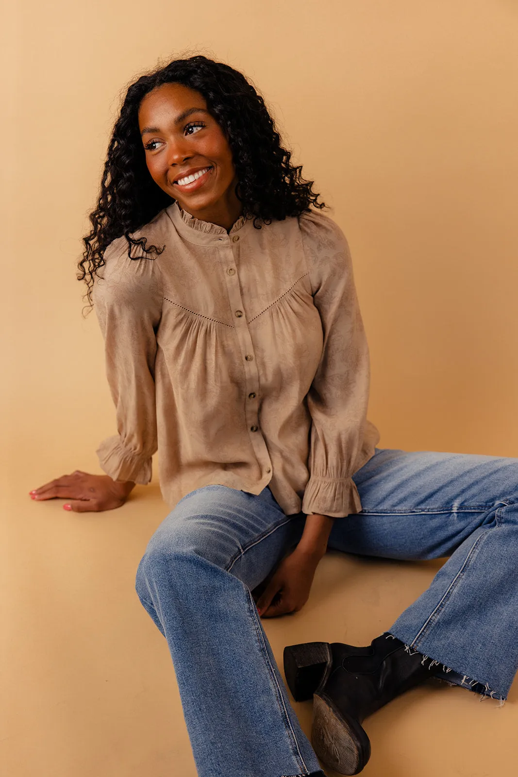 Katy Long Sleeve Button Blouse