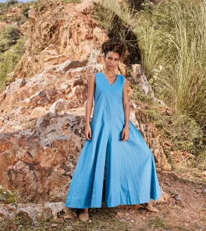 Khara Kapas Whisper Of Air Jumpsuit Twill Weave Cotton  Blue KW683