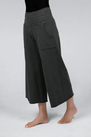 KIRAGRACE COZY BOHO CROP YOGA PANT: CHARCOAL HEATHER
