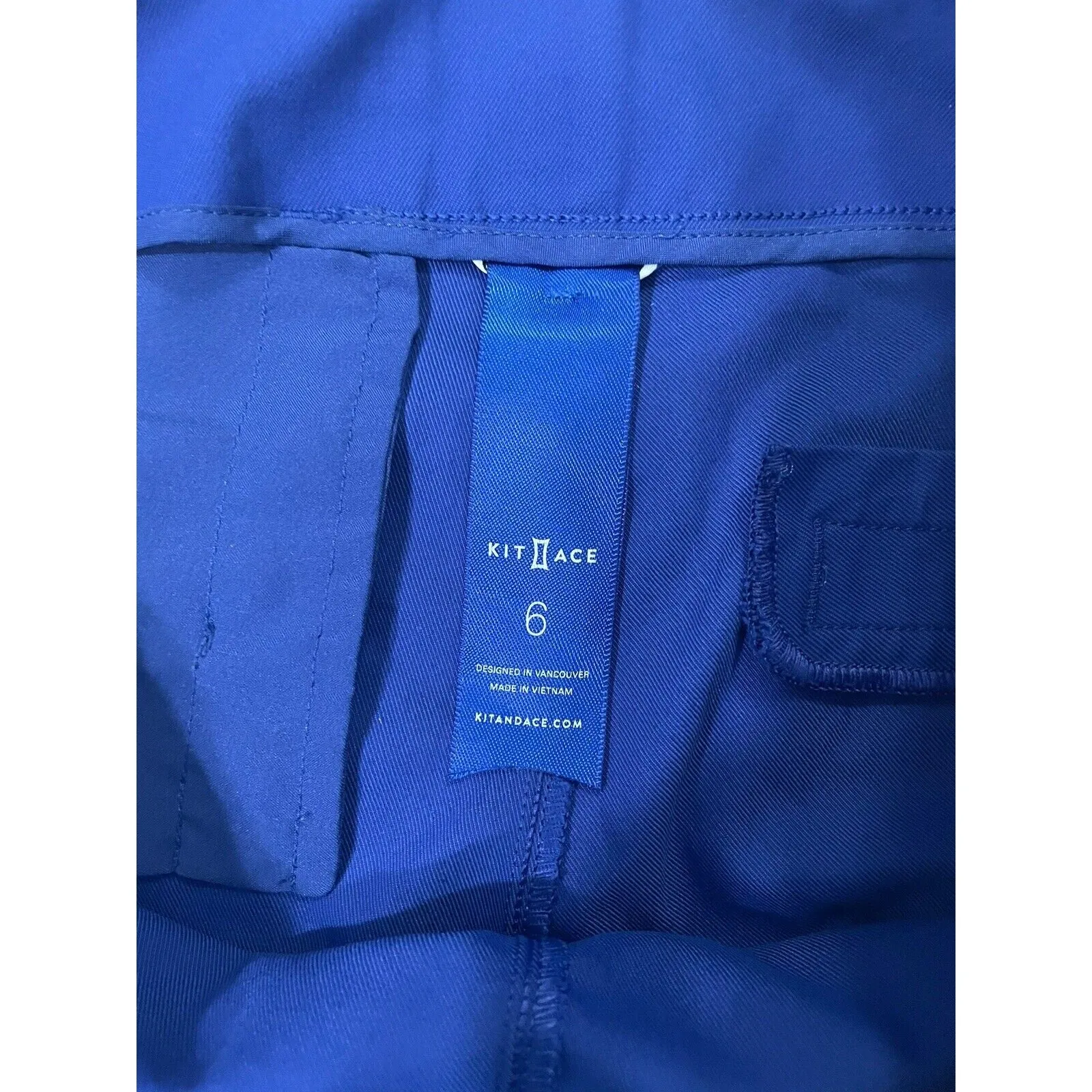 Kit and Ace Women’s Royal Blue Stretch Straight Leg Pants with Ankle Slit, Size 6
