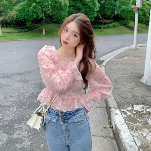 Korean Style Puff Sleeved Floral Blouses