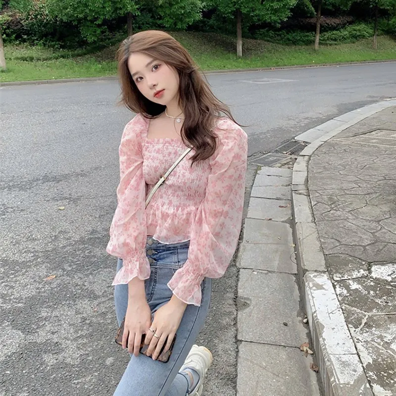 Korean Style Puff Sleeved Floral Blouses