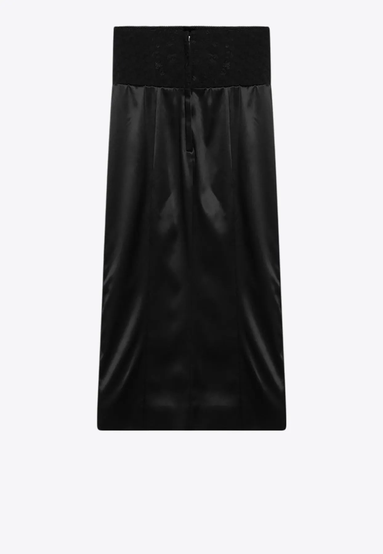 Lace-Appliqué Midi Skirt