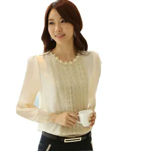 Lace Blouse Women Tops And Blouses Fashion Shirt Long Sleeve white Shirts social womens blouses