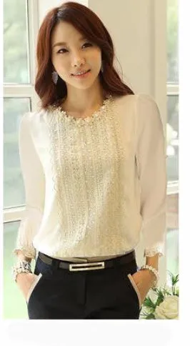 Lace Blouse Women Tops And Blouses Fashion Shirt Long Sleeve white Shirts social womens blouses