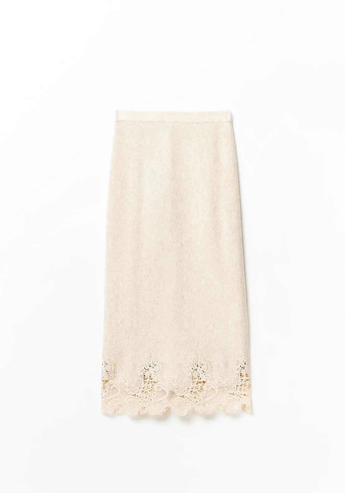 Lace detail midi skirt - Melange Mink