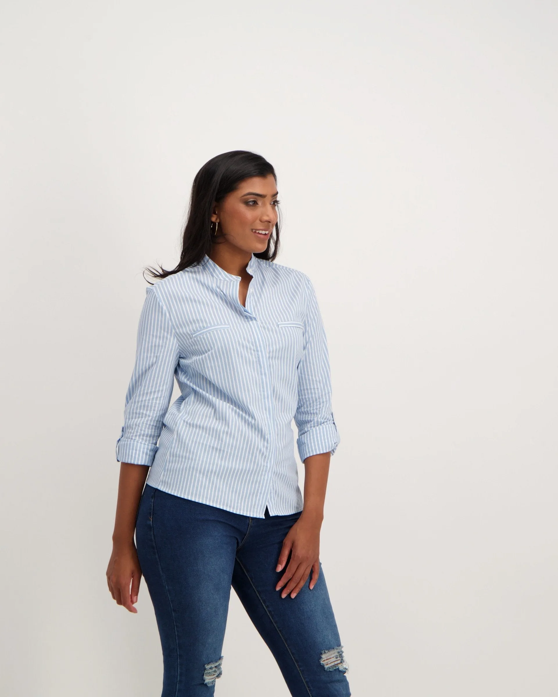 Ladies Mandarin Collared Shirt