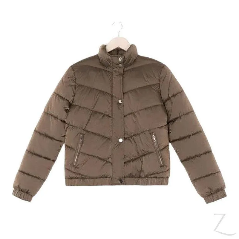 Ladies Quilted  Puffer Jacket | Buttons   Zipper | "Yagi"