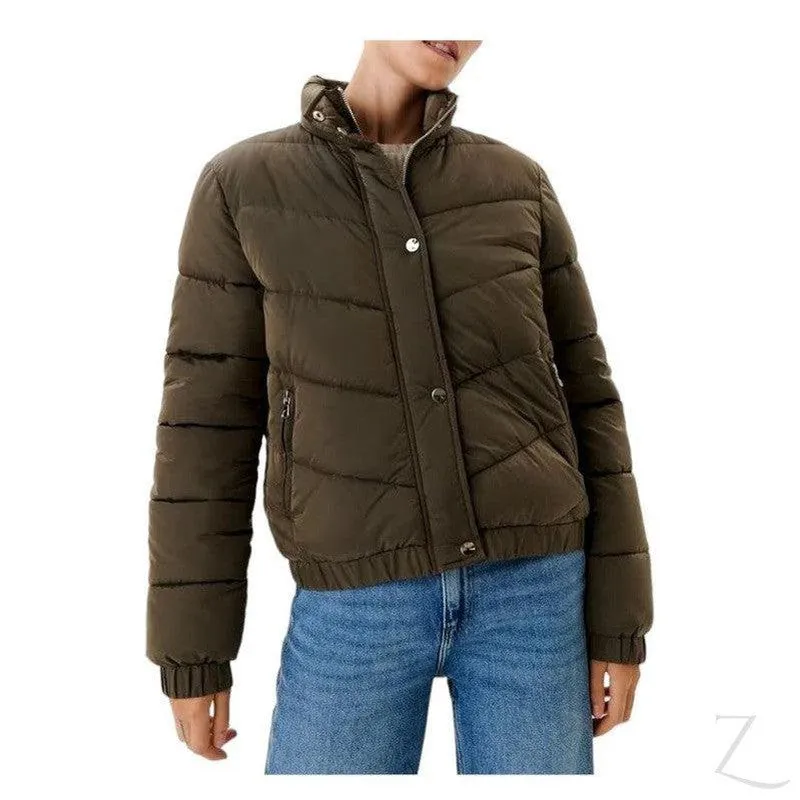 Ladies Quilted  Puffer Jacket | Buttons   Zipper | "Yagi"