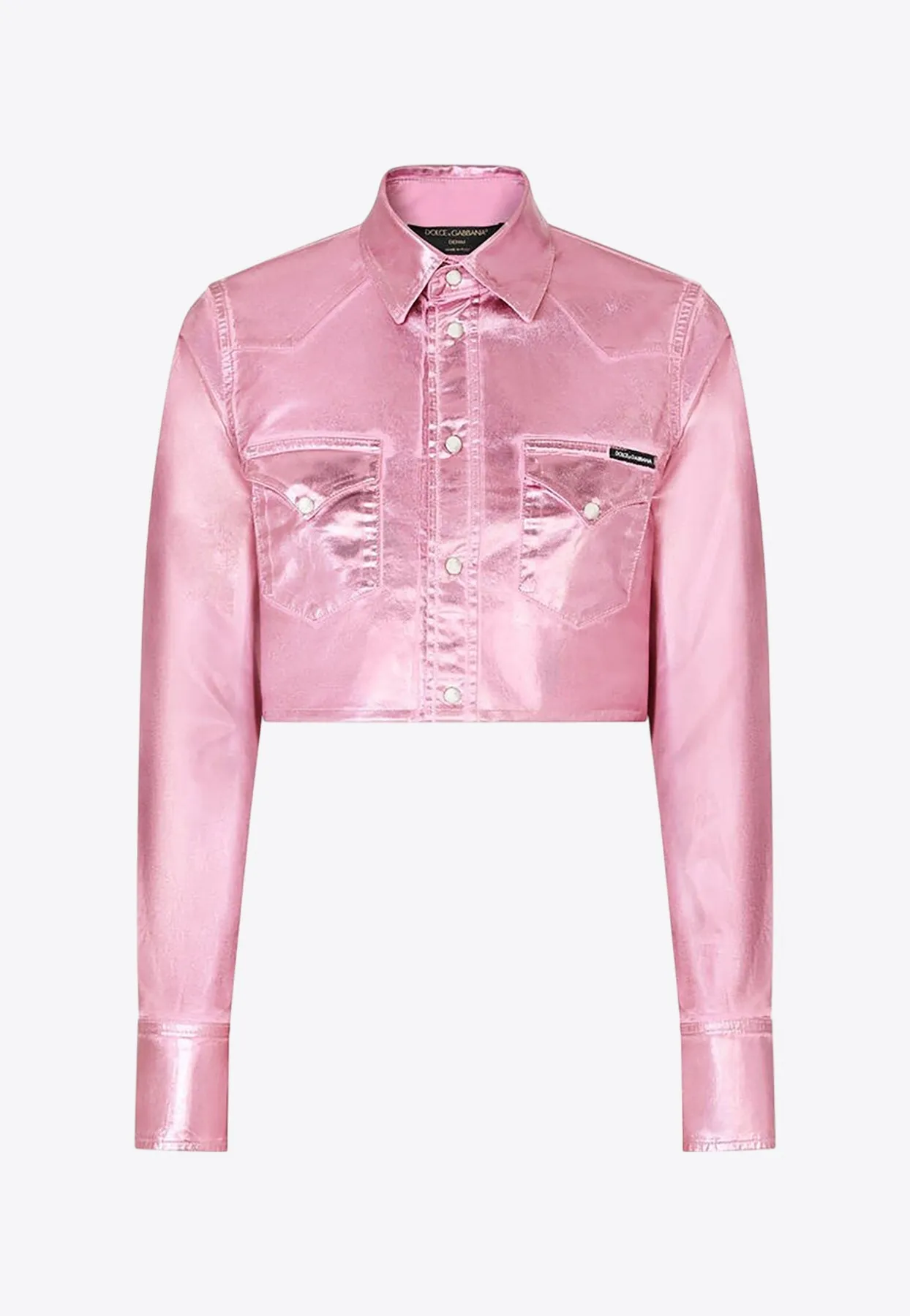 Laminated Denim Cropped Jacket