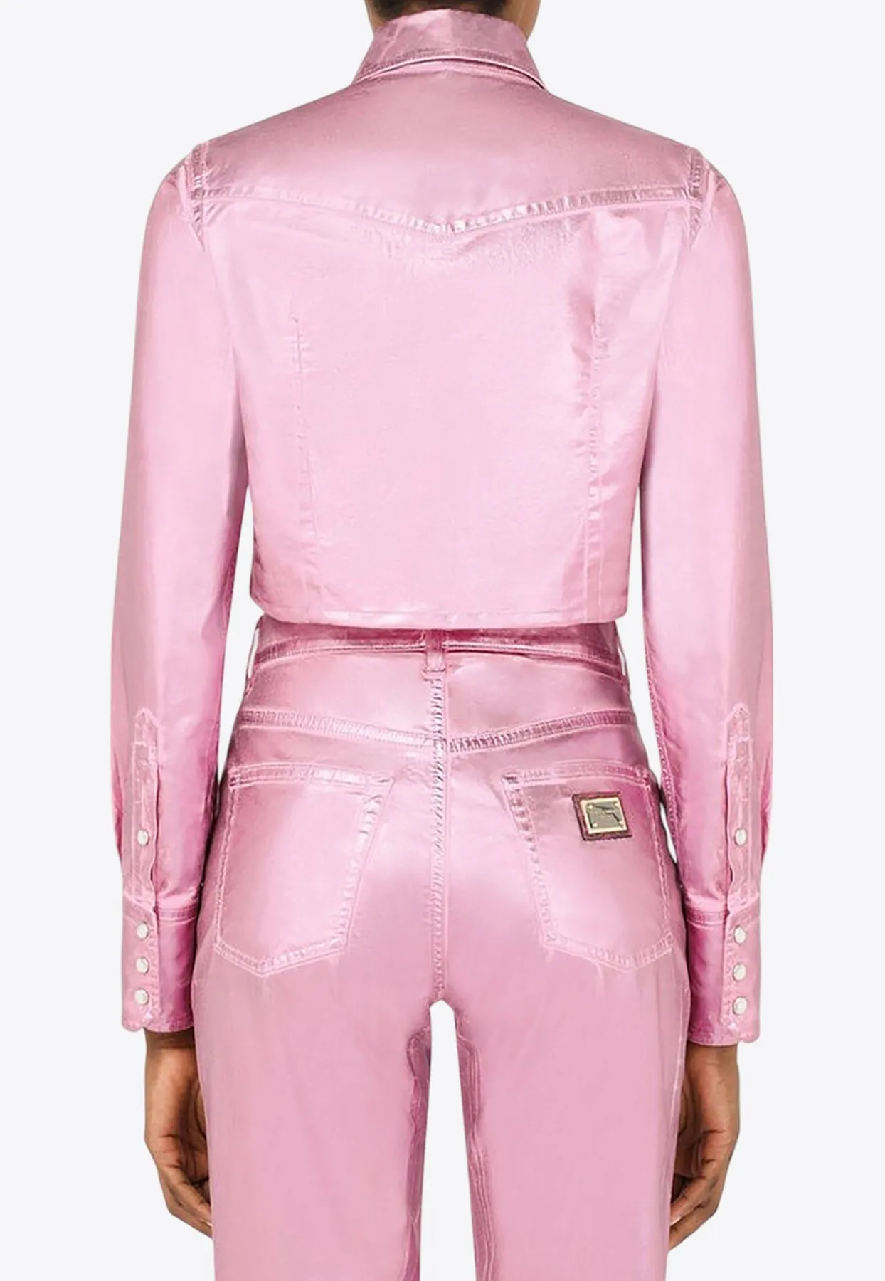Laminated Denim Cropped Jacket