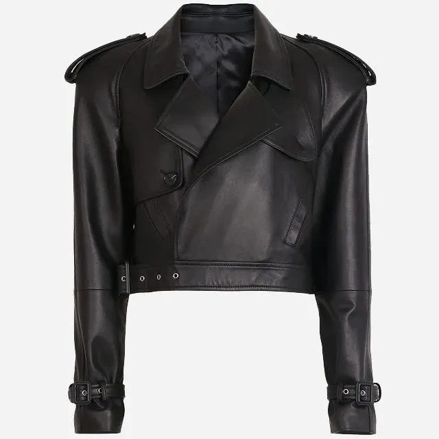 Leather Cropped Jacket