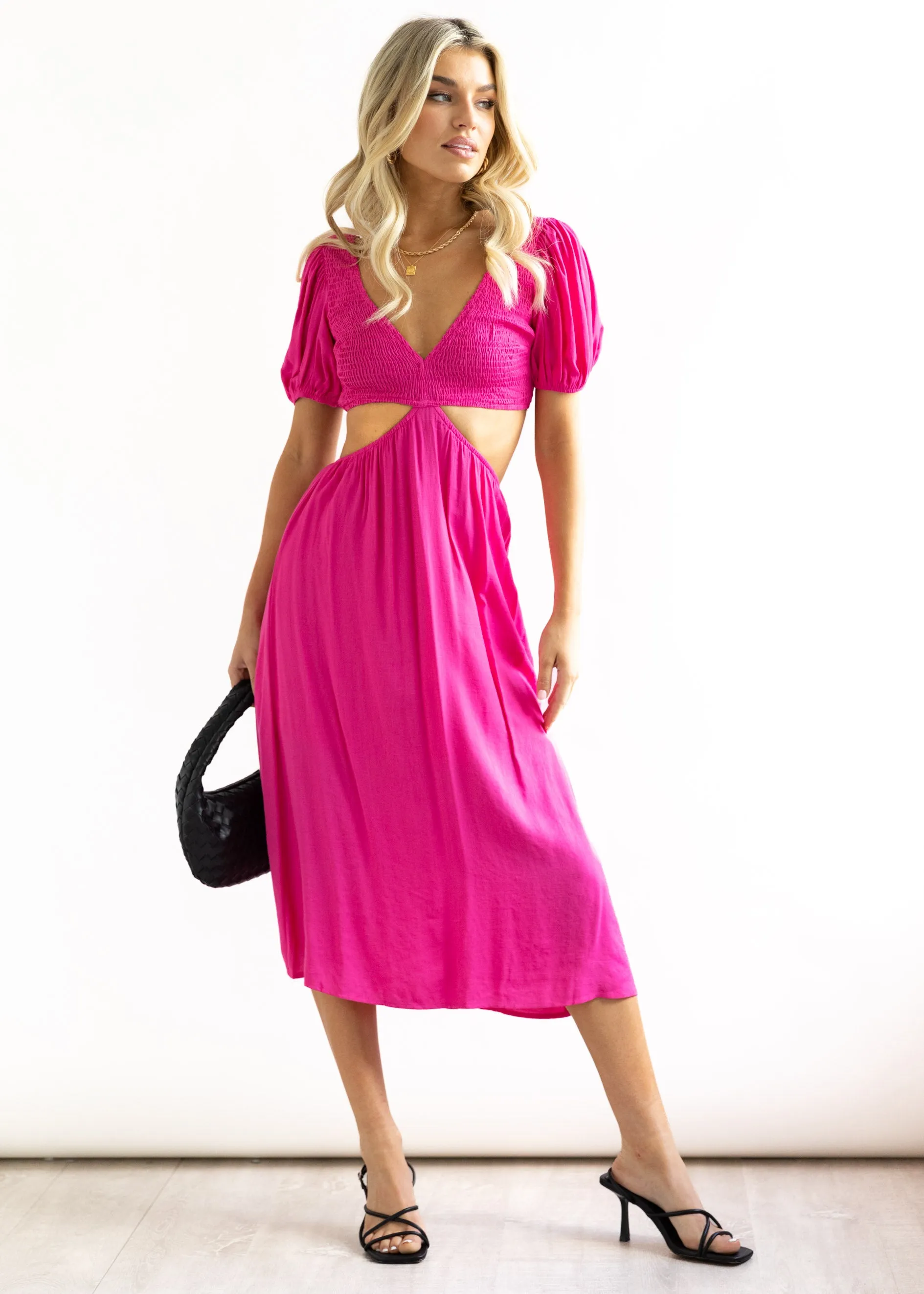 Lee Cut-Out Midi Dress - Hot Pink