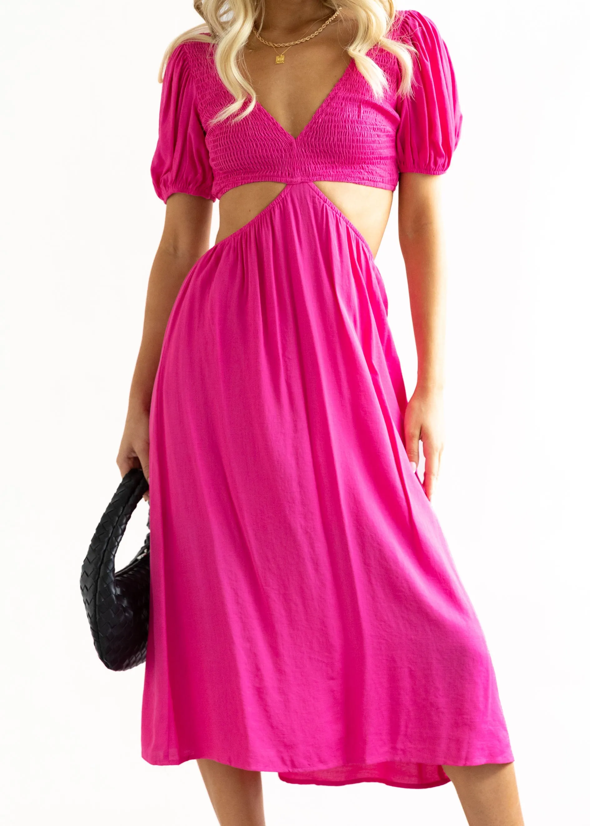 Lee Cut-Out Midi Dress - Hot Pink