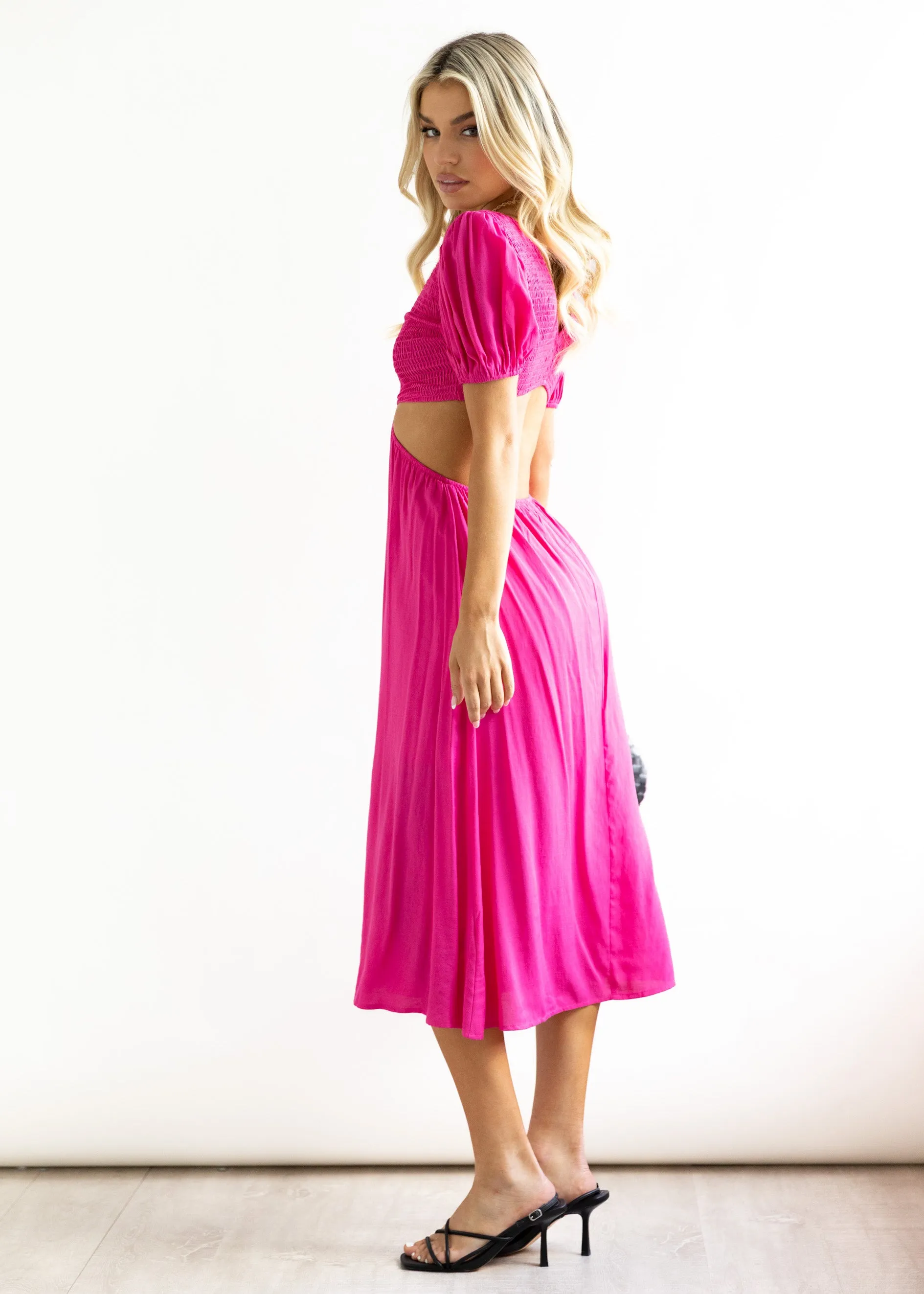 Lee Cut-Out Midi Dress - Hot Pink